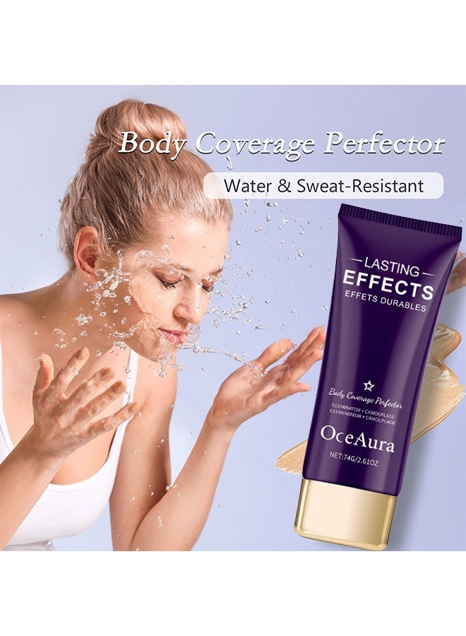  اوساورا مثالي لتغطية الجسم، تأثير طويل الأمد، تأثيرات دائمة، مقاوم للماء ولا يترك أثرًا، مكياج لتغطية الوشم على الساقين والجسم، كريم أساس مخفي لتنعيم الجسم، طبيعي 74 جرام - Image 3